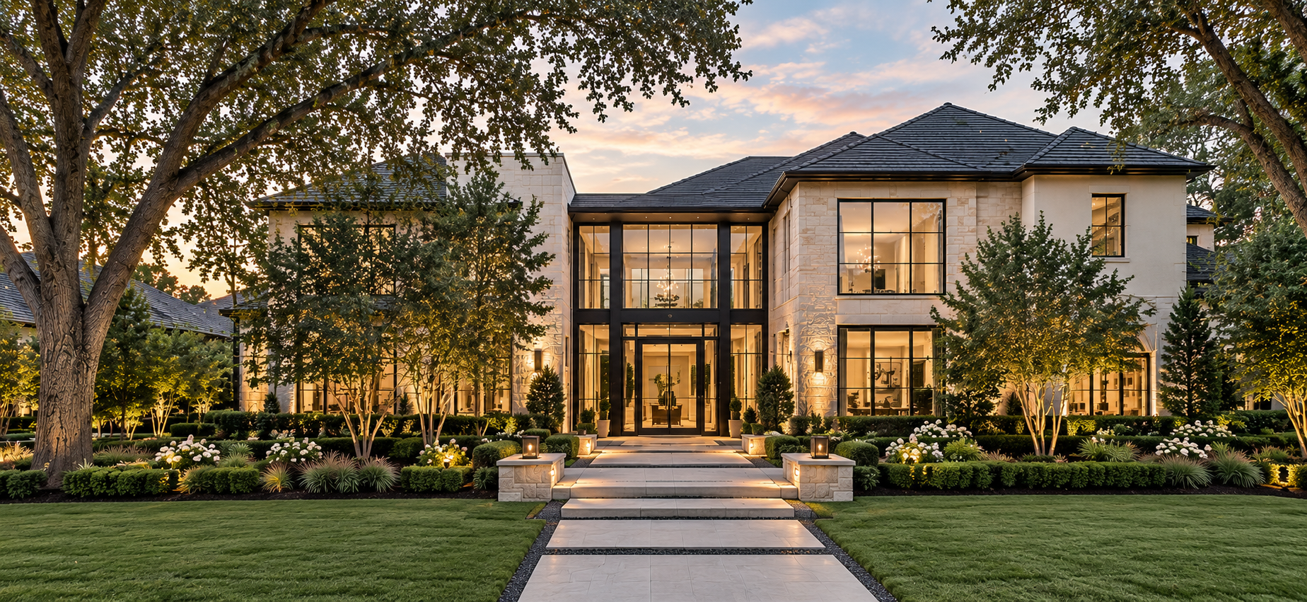 A North Texas estate at twilight